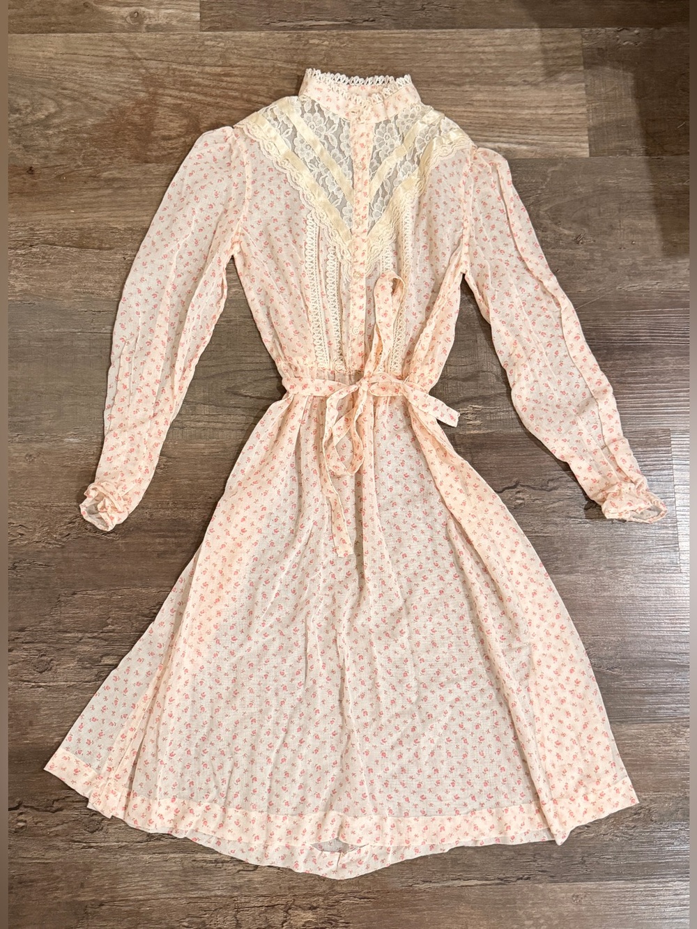 jcpenney Cream and Pink Long-Sleeve Floral Dress